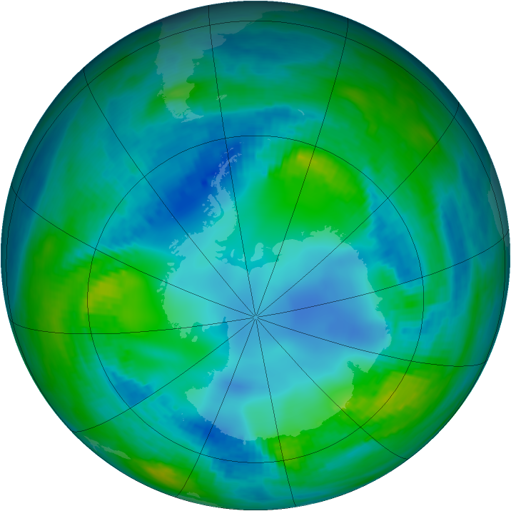 Antarctic ozone map for 07 May 1982